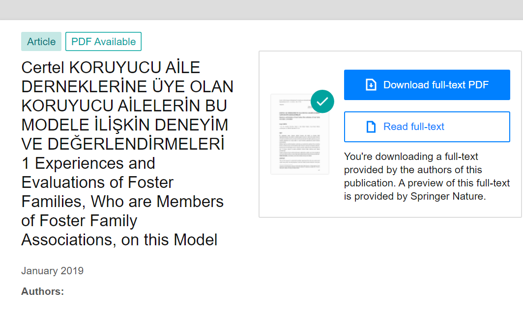 Koruyucu Aile Derneklerine Üye Olan Koruyucu Ailelerin Bu Modele İlişkin Deneyim Ve Değerlendirmeleri